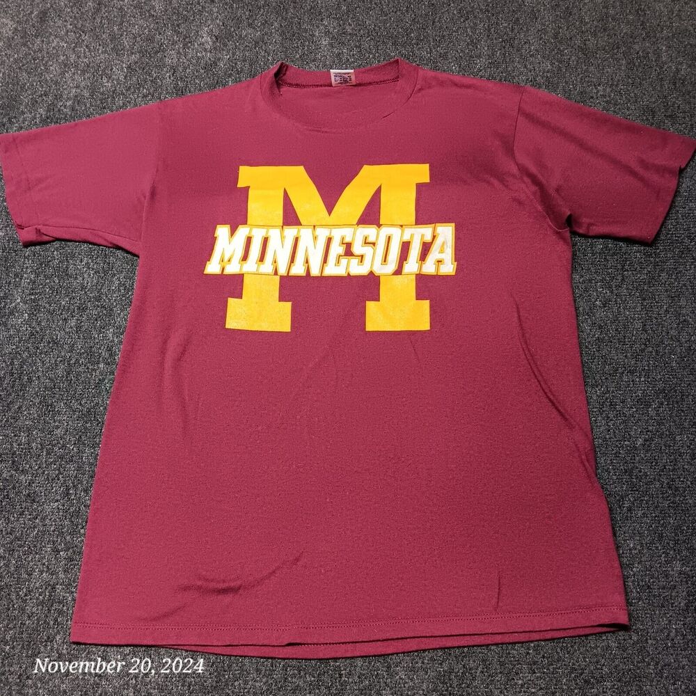 Vintage Minnesota Gophers Jerzees T Shirt Adult XL Maroon‎ Single Stitch
